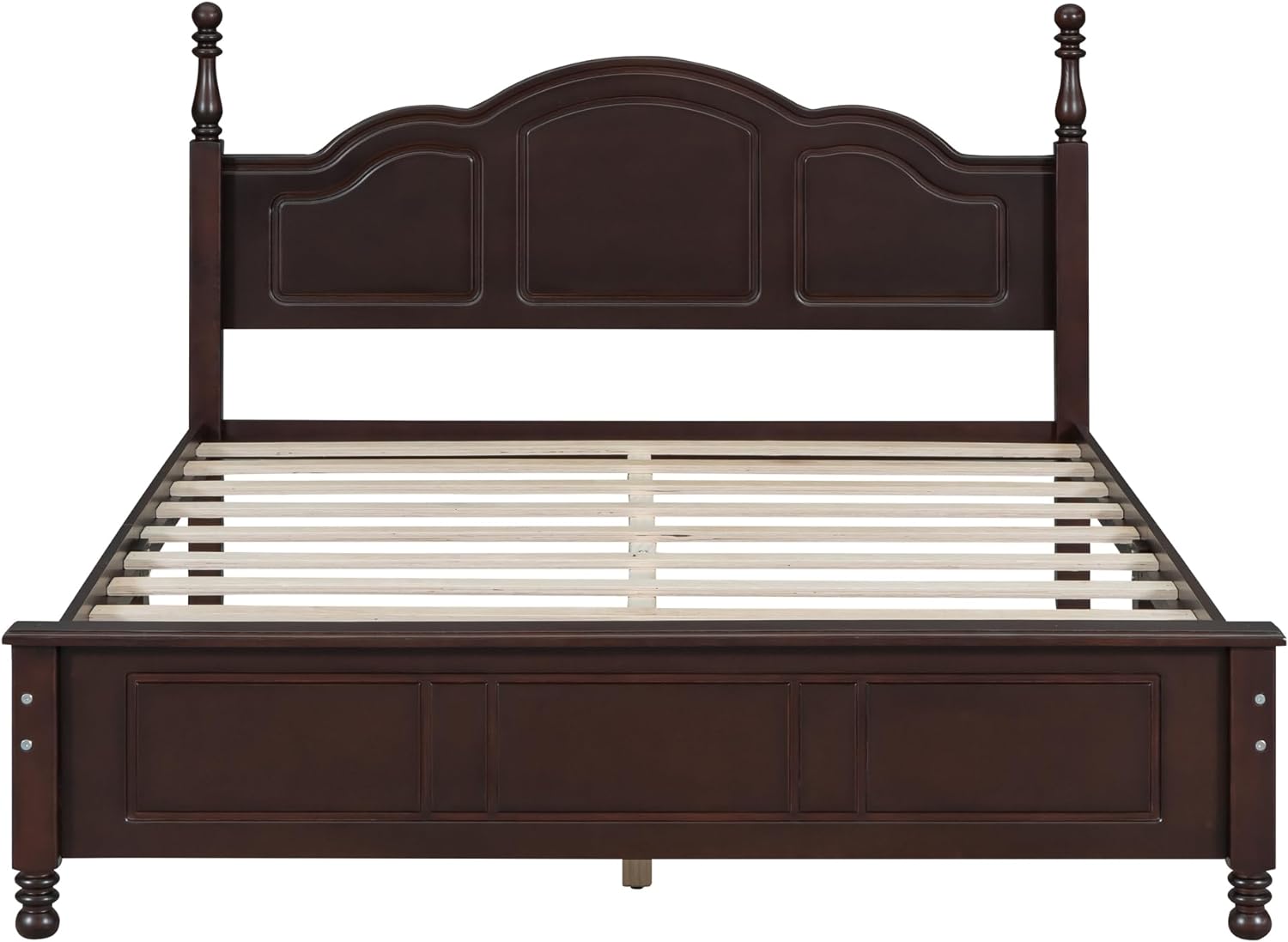 VilroCaz Retro Design 3-Pieces Bedroom Sets, Queen Size Wood Platform Bed and 2 Nightstands with 2 Drawers and Sturdy Slats Support for Adults Bedroom (Queen, Dark Walnut)