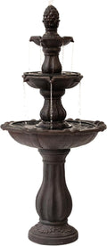 XBrand 51' 3-Tier Outdoor Waterfall Fountain, Weather-Resistant Resin Freestanding Water Feature with Pump, Brown