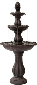 XBrand 3-Tier Freestanding Waterfall Fountain w/Pump & Pineapple Top, 51 Inch Tall, Brown, Large Outdoor Garden Fountain, Ideal for Garden, Porch, and Lawn