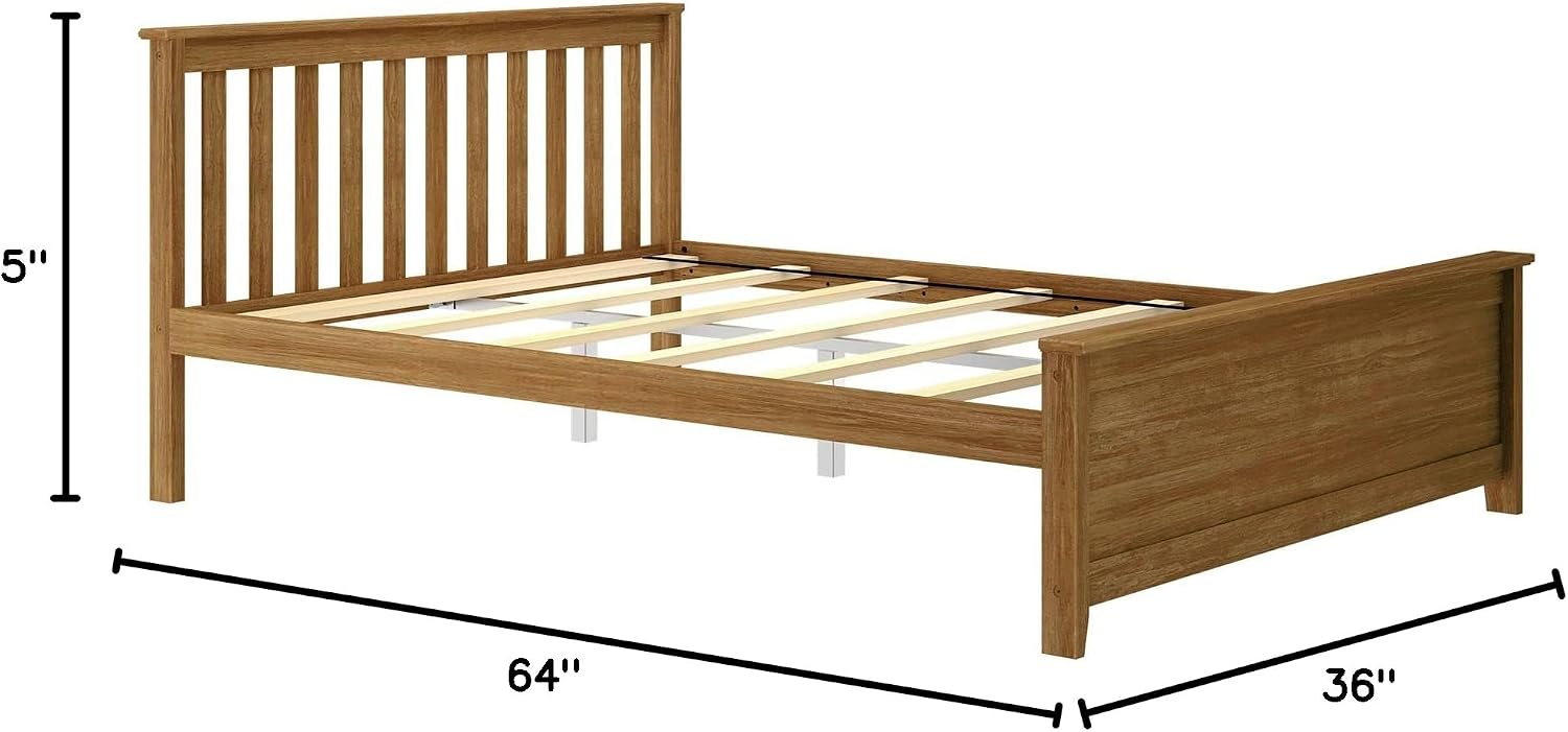 Plank+Beam Solid Wood Queen Bed Frame, Platform Bed with Headboard, Pecan