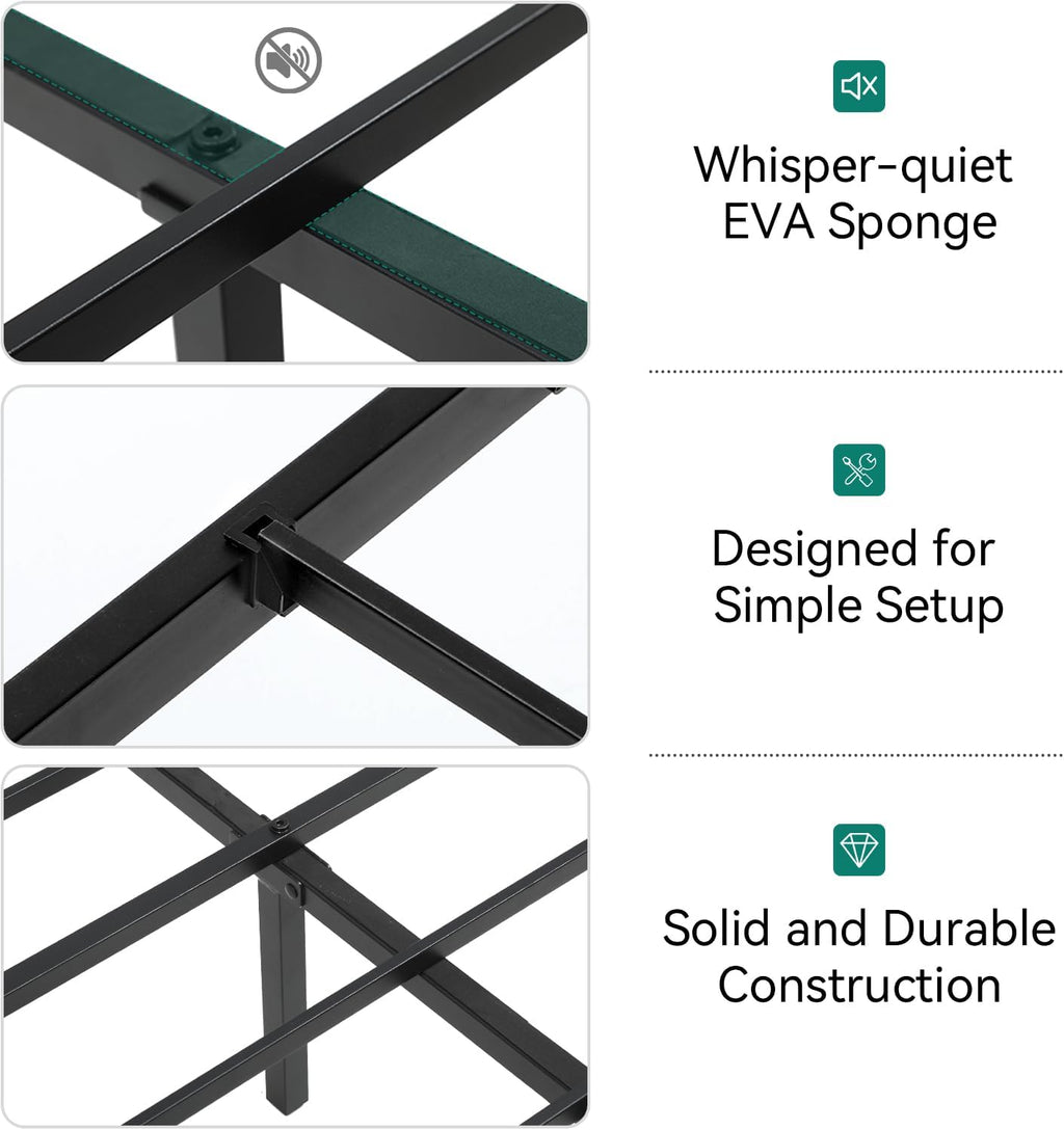 DWVO Bed Frame with Charging Station and Storage Headboard, Upholstered Platform with Large Under Bed Storage and LED Light, No Box Spring Needed, Noise Free, Faux Leather, Black, Queen Size