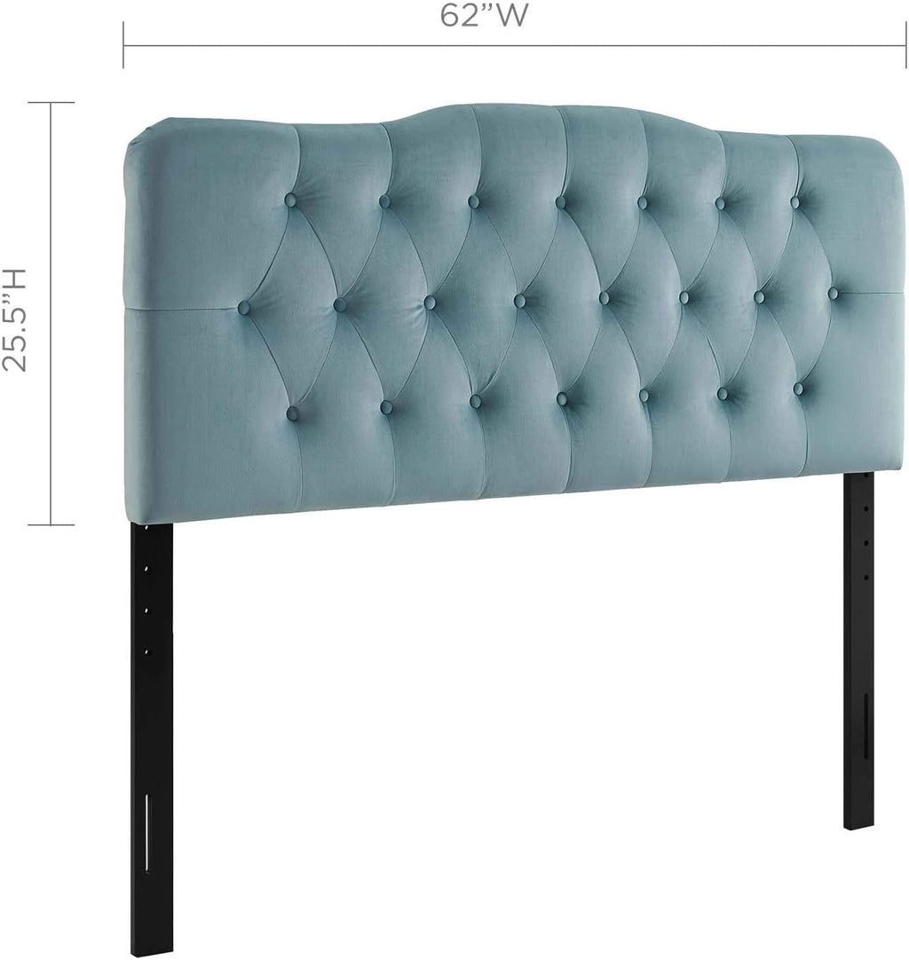 Modway Annabel Diamond Tufted Performance Velvet Queen Headboard in Light Blue