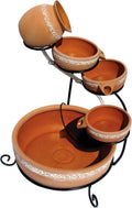 Koolscapes Solar-Powered 5-Tier Cascading Fountain, Terracotta Clay Pots, Self-Contained Water Feature, Low-Maintenance Outdoor Fountain for Deck Porch Balcony Garden Yard Pool Patio