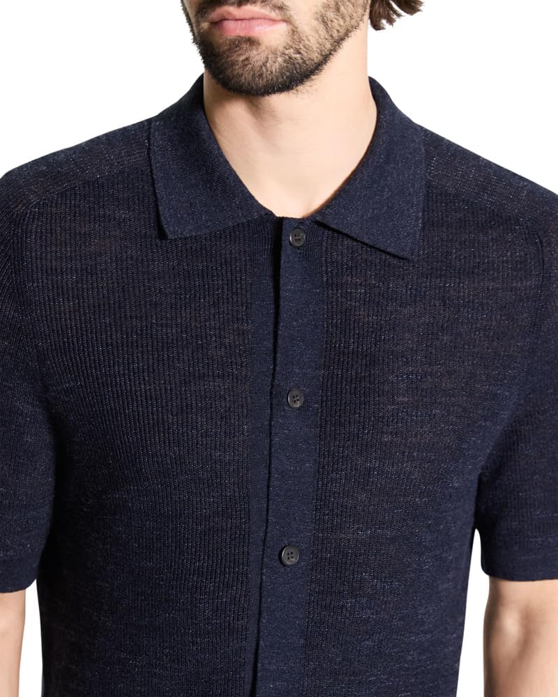Theory Men's Short Sleeve Button Down in Pacific Linen