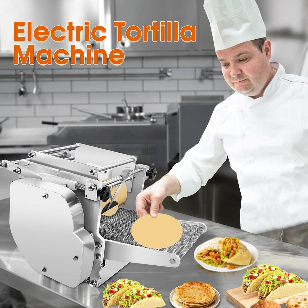 Electric Tortilla Maker, Automatic Corn Tortilla Making Machine with Non-Stick Coating & 2 Molds(4in/6in), Customize Thickness (1.5-5mm), Chapatti Machine for Sopes Roti Pita Tortilla Pizza