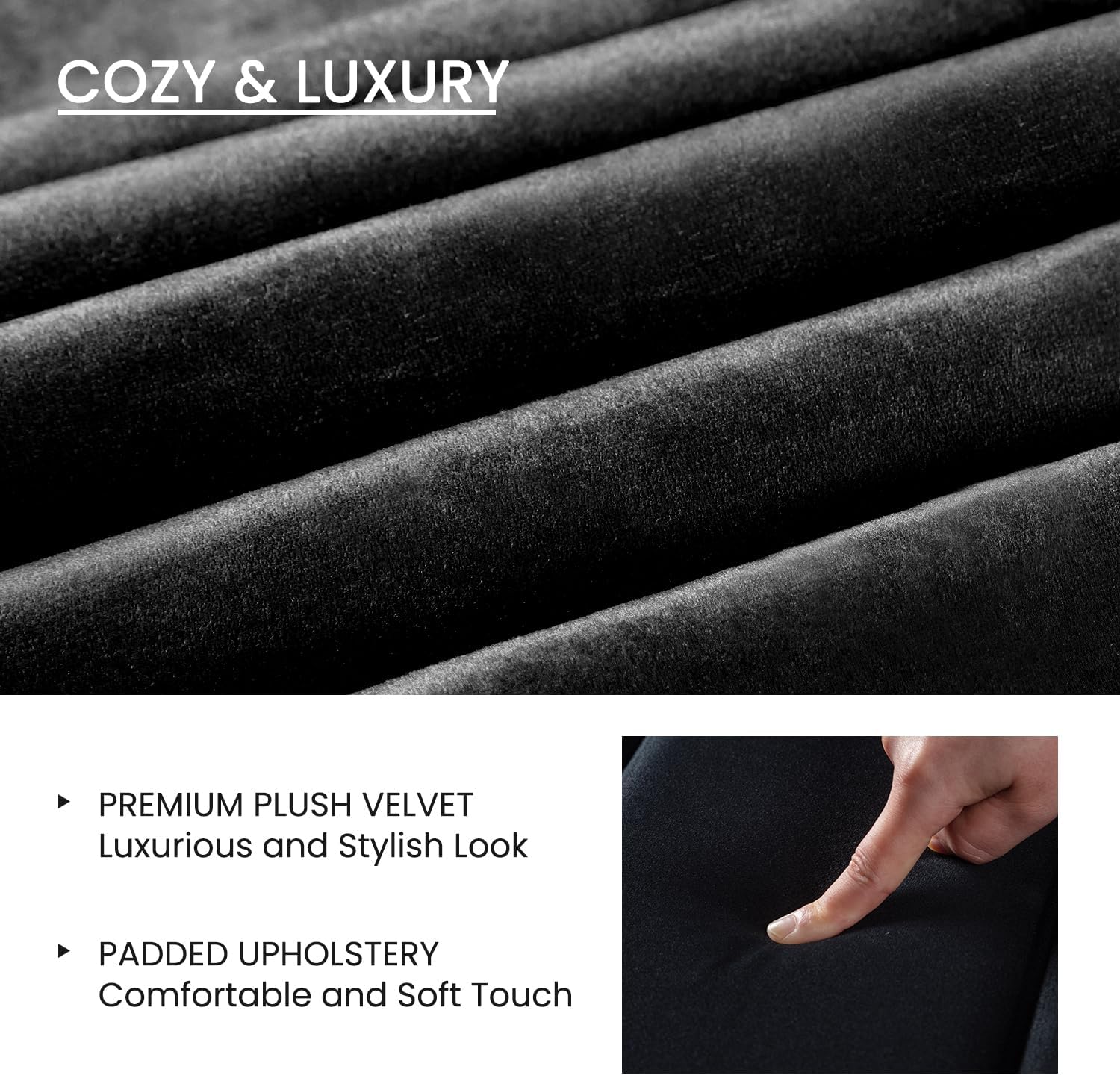 SHA CERLIN Queen Bed Frame/Velvet Upholstered Platform Bed Frame with Headboard/Strong Wood Slats Support/Mattress Foundation/No Box Spring Needed - Black