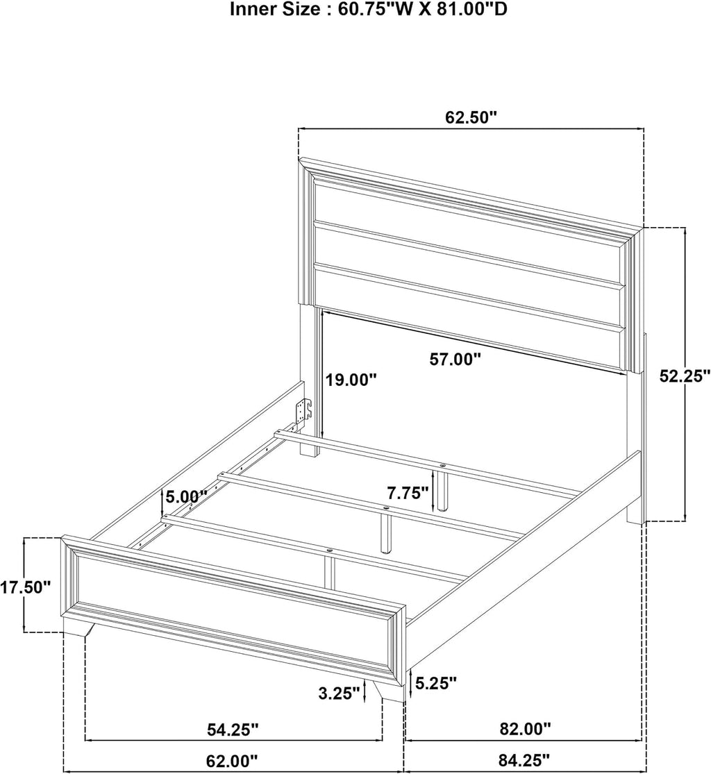 Coaster Home Furnishings Wright Transitional 4-Piece Bedroom Set Fabric Upholstered Queen Size Panel Bed Frame 52-inch Headboard Brown Oak 223341Q-S4