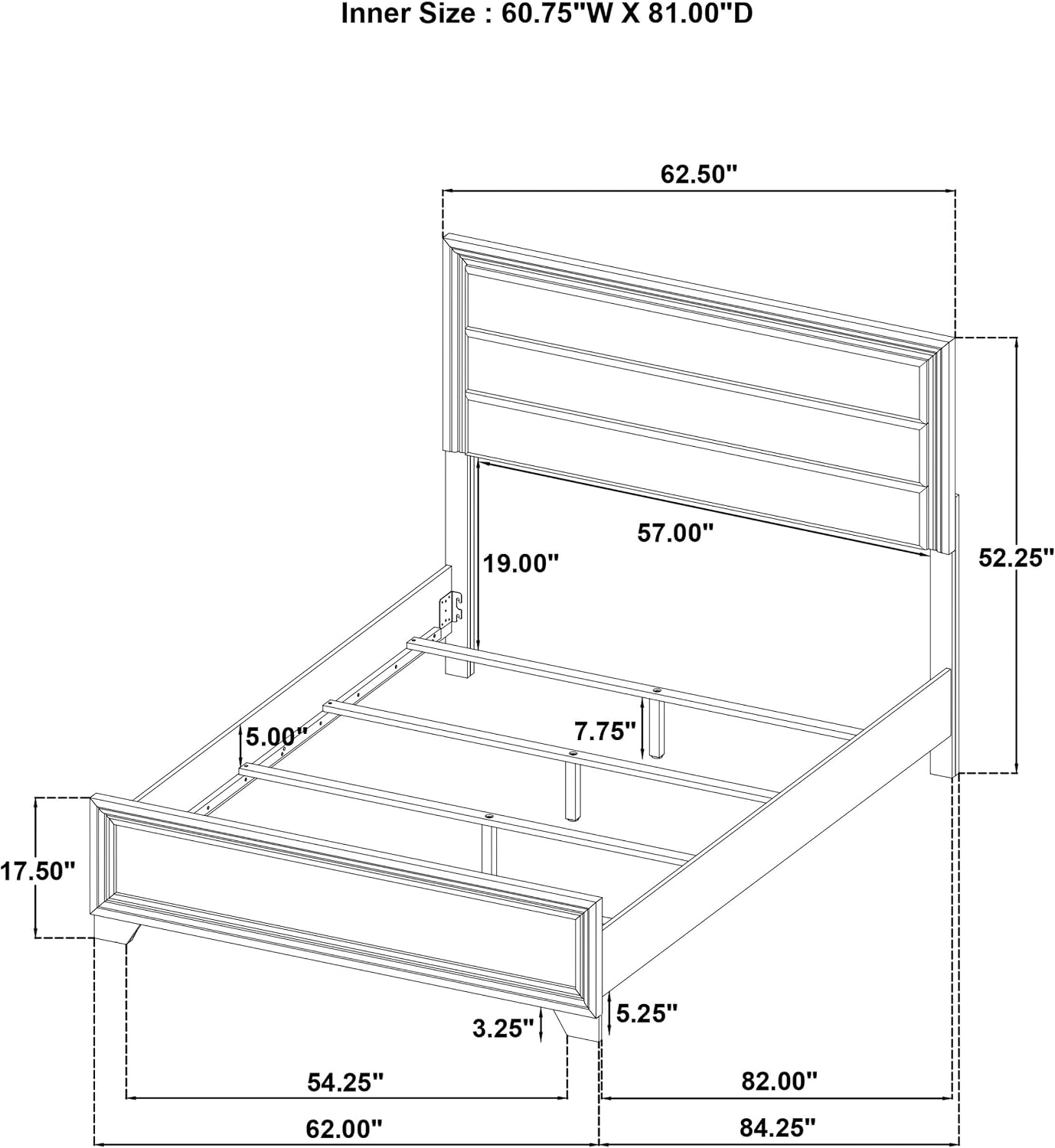 Coaster Home Furnishings Wright Transitional 4-Piece Bedroom Set Fabric Upholstered Queen Size Panel Bed Frame 52-inch Headboard Brown Oak 223341Q-S4