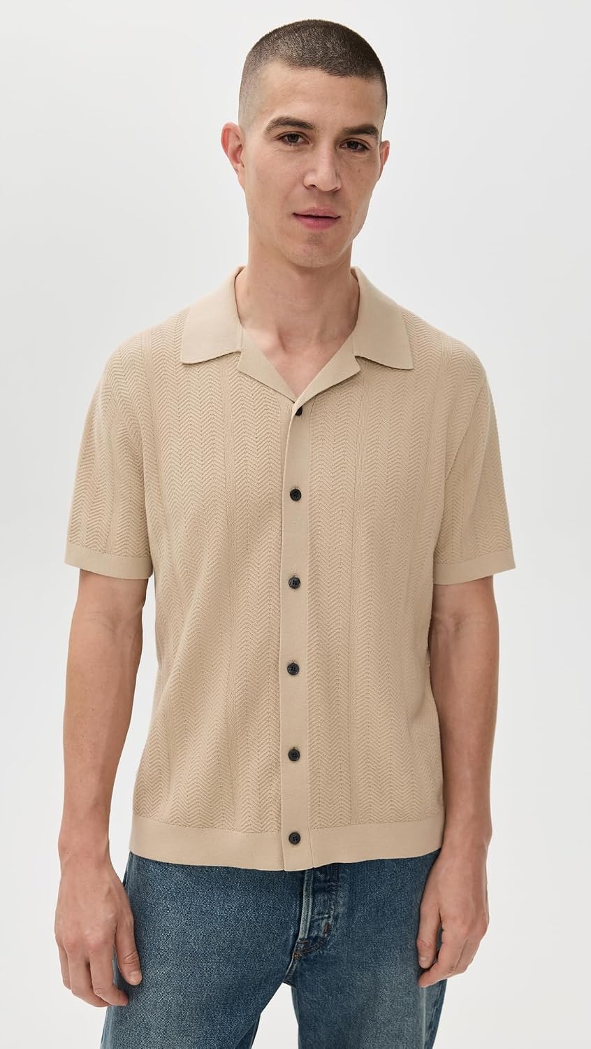 Theory Men's Camp Collar Shirt in Cotton Twist