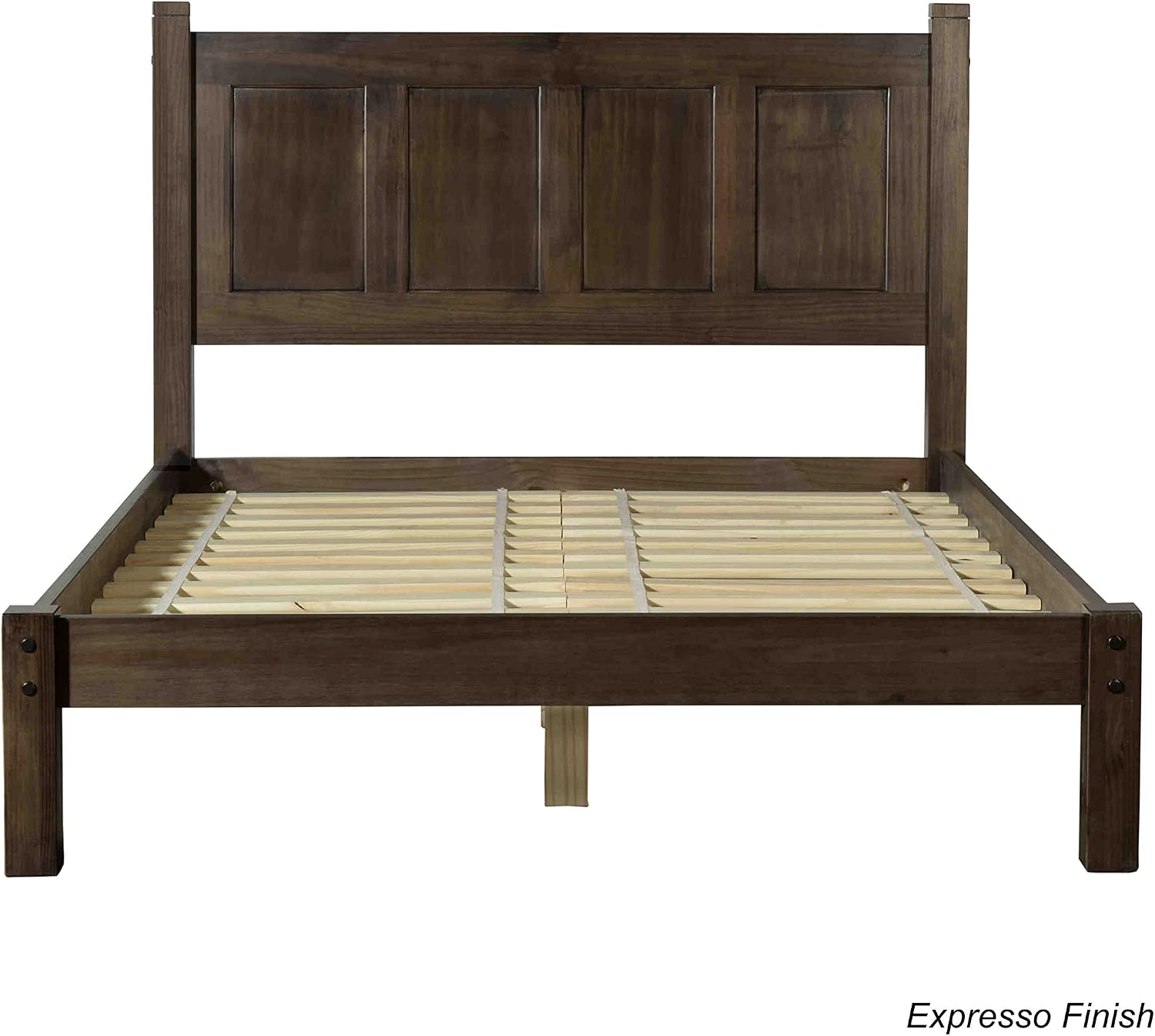 Grain Wood Furniture Shaker Solid Wood Panel Platform Bed, Queen Size, Expresso