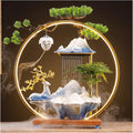 Ceramics Rockery Waterfall Indoor Mini Tabletop Water Fountain with LED Lights, Atomizing Humidifier Home Office Decorations Lucky Flowing Water Decoration (Color : Style 3)