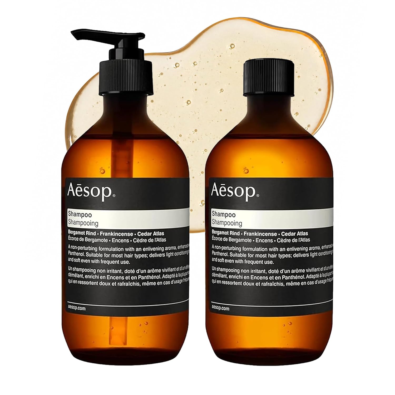 Aesop Shampoo + Refill | Soften Hair, Restore Shine | Bergamot Rind, Frankincense, Cedar Atlas | 16.9 oz / 500 mL (Pack of 2)