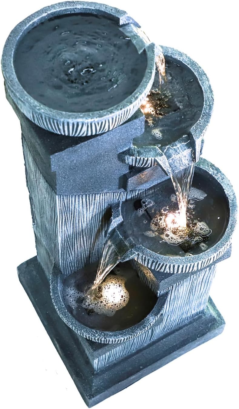 Decorative Garden Four Tier Water Fountain Outdoor with LED Lights