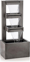 Alpine Corporation 43' Tall Multi-Tier Waterfall Fountain - Industrial Style Water Feature for Garden, Patio, Yard, Backyard, Relaxing Water Flow, and Serene Landscaping, Gray