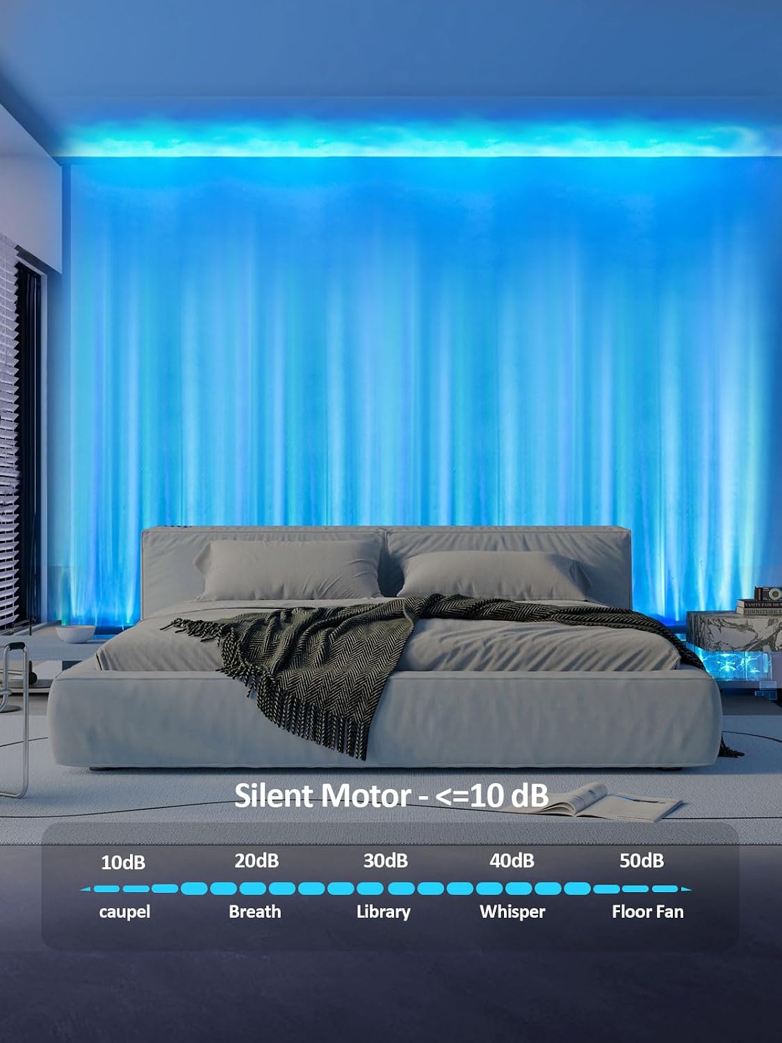 RGBW Dynamic Wave Wall Light, Ocean Wave Projector Light ith Music Sync, Color Changing Wall Washer Lamp with Remote & APP, Aurora Projector Ambient Light for Gaming Living Room,1 Pack