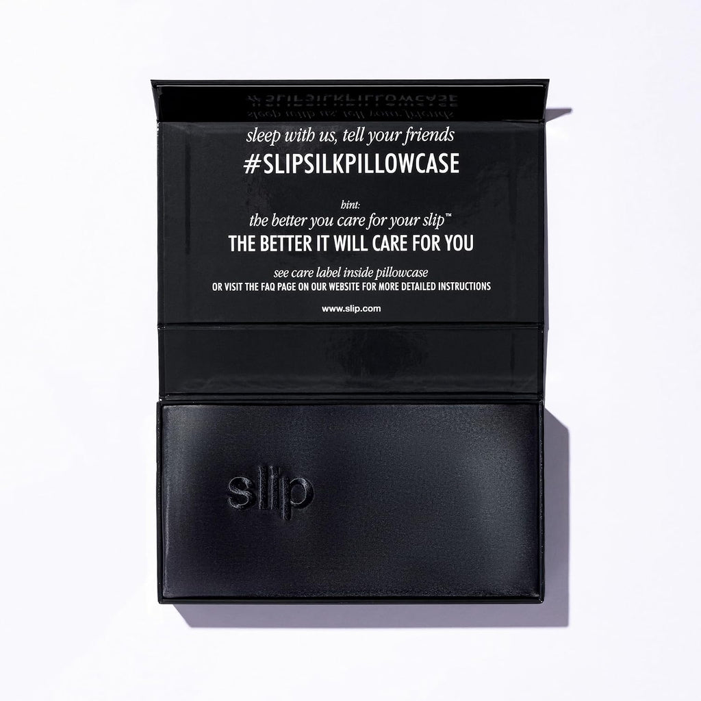 slip King Pure Silk Pillow Case - 100% Pure 22 Momme Mulberry Silk - King Size Standard Pillow Case -Anti-BedHead, Anti-Sleep Crease, Black (20' x 36')