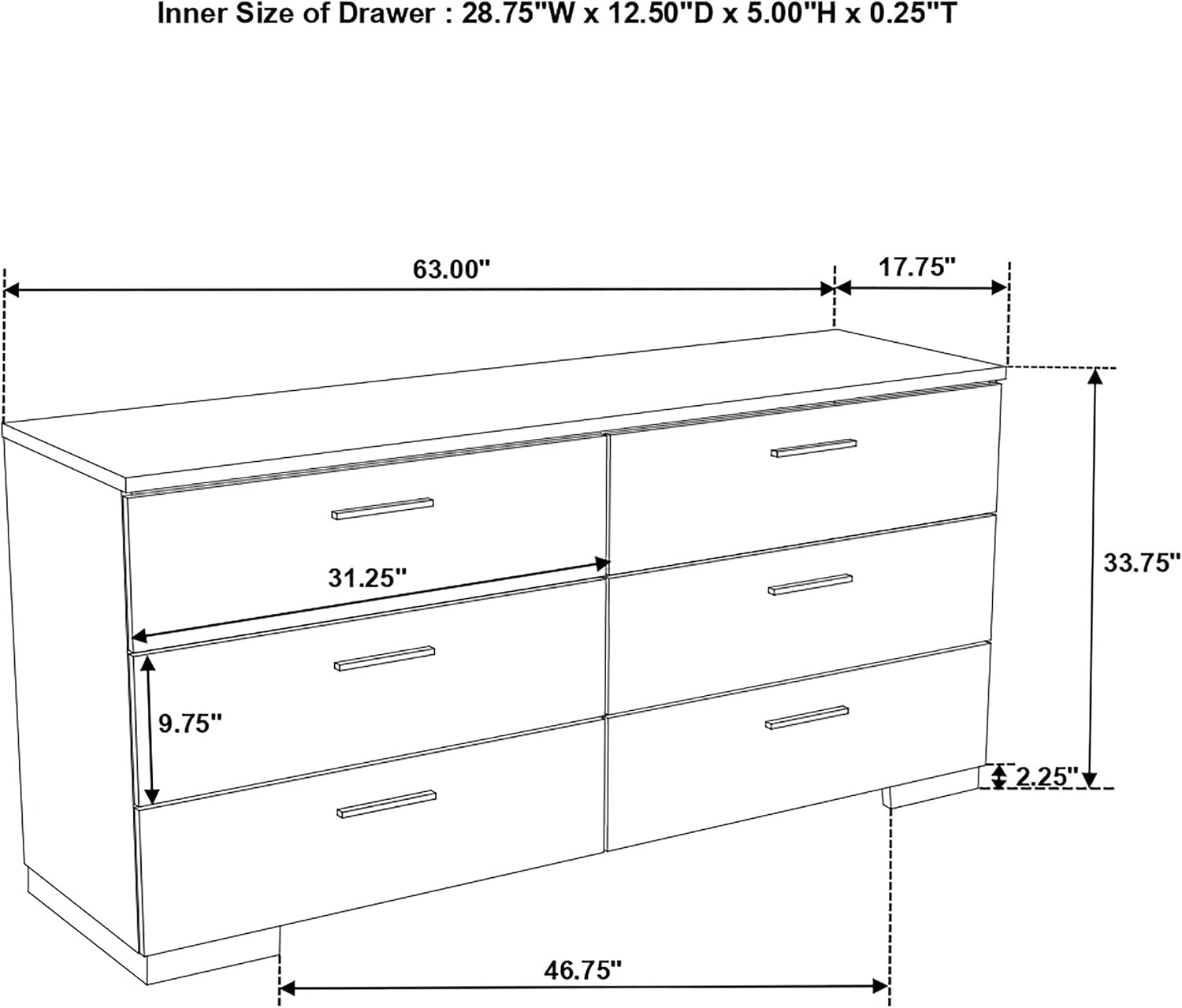 Coaster Home Furnishings Felicity Contemporary 5-Piece Bedroom Set Queen Size LED Panel Bed Frame 49-inch Headboard White High Gloss 203500Q-S5