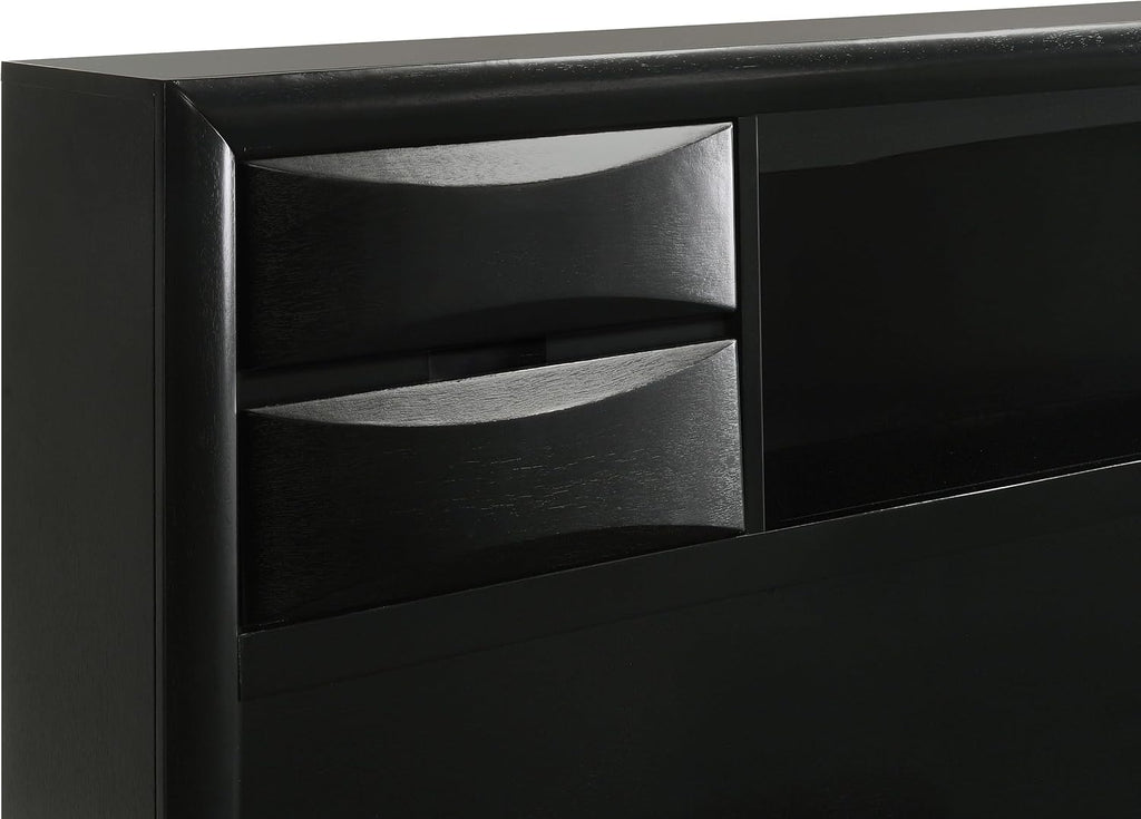 Coaster Home Furnishings Briana Transitional 4-Piece Bedroom Set Queen Size Storage Bookcase Bed Frame 56-inch Headboard Black 202701Q-S4