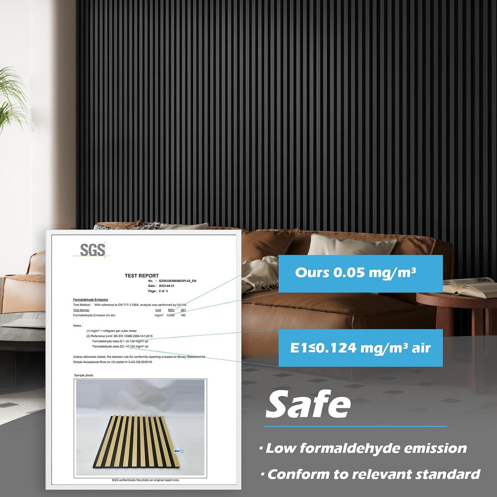 Art3d 2-Pack 94.5' x 24' Acoustic Wood Panels for Wall, 31 sq.ft Soundproof Wood Slat Panels, 3D Fluted Sound Absorbing Paneling for Interior Wall Decor, Living Room, Bedroom - Blackwood
