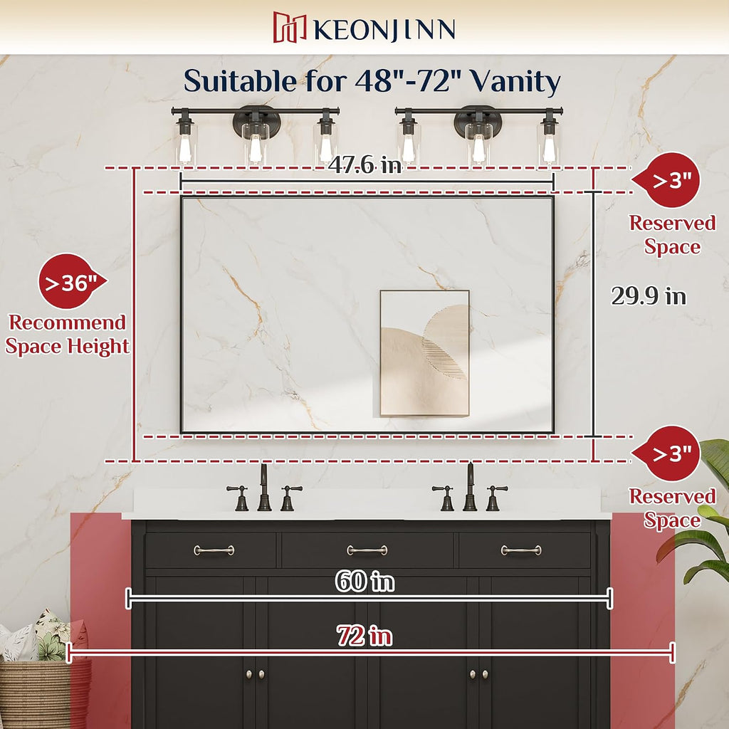 Keonjinn Gold Bathroom Mirror 48 x 30 Inch, Large Gold Trimmed Wall Mirror, Metal Framed Mirrors for Over Sink, Modern Farmhouse Rectangle Vanity Mirrors(Horizontal/Vertical)