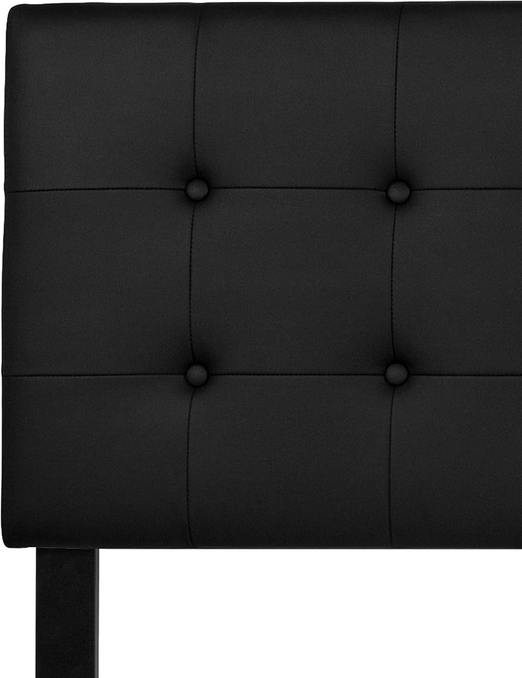 Flash Furniture Lennox Adjustable Height Button Tufted and Box Stitch Upholstered King Size Headboard in Black Vinyl