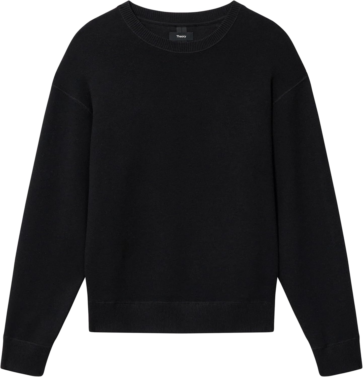 Theory Mens Relax Crewneck Long Sleeve in Light Bilen Black Small