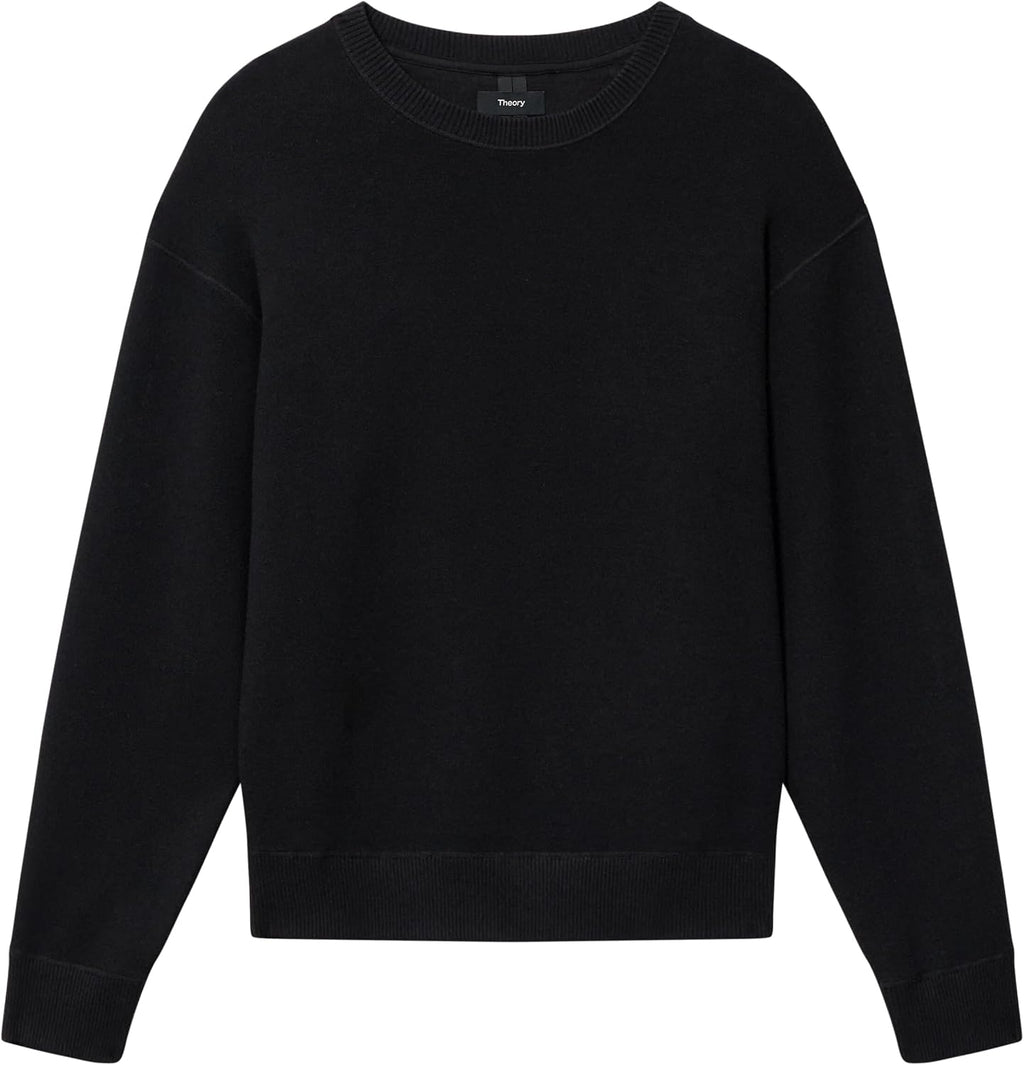 Theory Mens Relax Crewneck Long Sleeve in Light Bilen Black X-Large