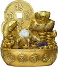 Indoor Water Fountain Tabletop Fountains Gold Color Tabletop Fountain with Water Pump, Fountain Fengshui Indoor Decoration Lucky Fortune Tabletop Decorative Waterfall for Office and Home Decor Meditat