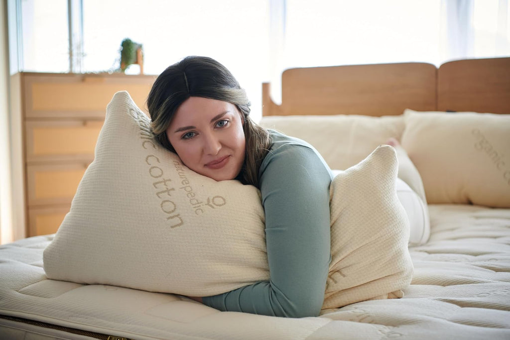 Naturepedic Organic Latex Pillow - Queen Bed Pillow with Medium Comfort - Luxury Pillow with Adjustable Fill for Comfortable Sleeping, Back Support and Neck Pain Relief