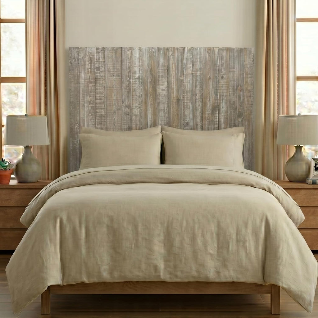 Barn Walls Queen Wood Headboard - Graywash Farmhouse Design - Wall Mounted Floating Headboard for Queen Size Bed - Handcrafted Solid Wood - Easy No-Drill Installation