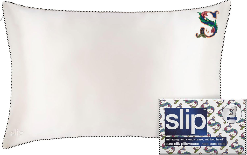 slip The Original Queen Pure Silk Pillow Case - 100% Pure 22 Momme Mulberry Silk - Queen Standard Size - Anti-Aging, Anti-BedHead, Anti-Sleep Crease, Initial Collection: Letter S (20' x 30')