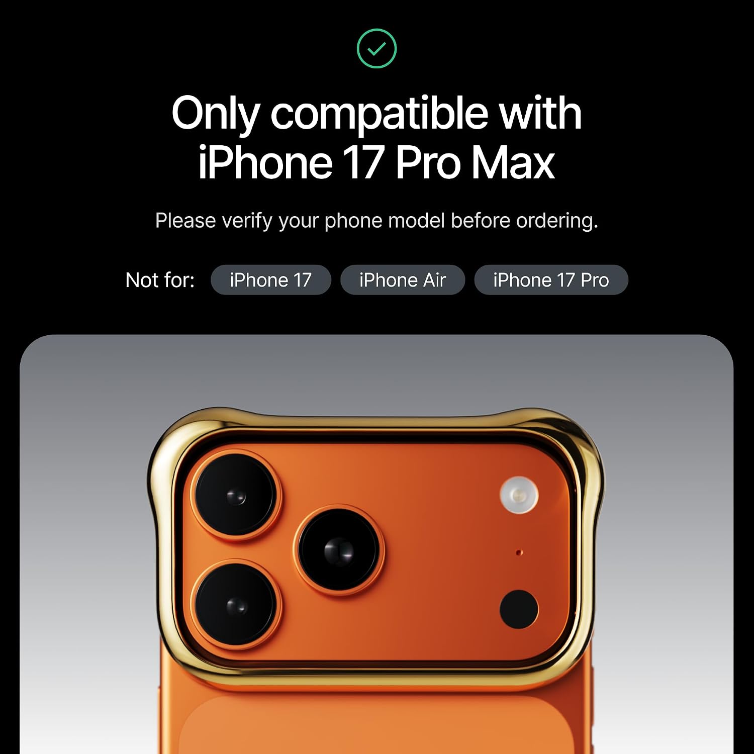 Arc Pulse Compatible with iPhone 17 Pro Max Phone Case (2025), Minimalist Protective Shock Absorption Aerospace Grade Aluminum Shells + Elastomer Inlays Easy Fit 6.9 inch Gold