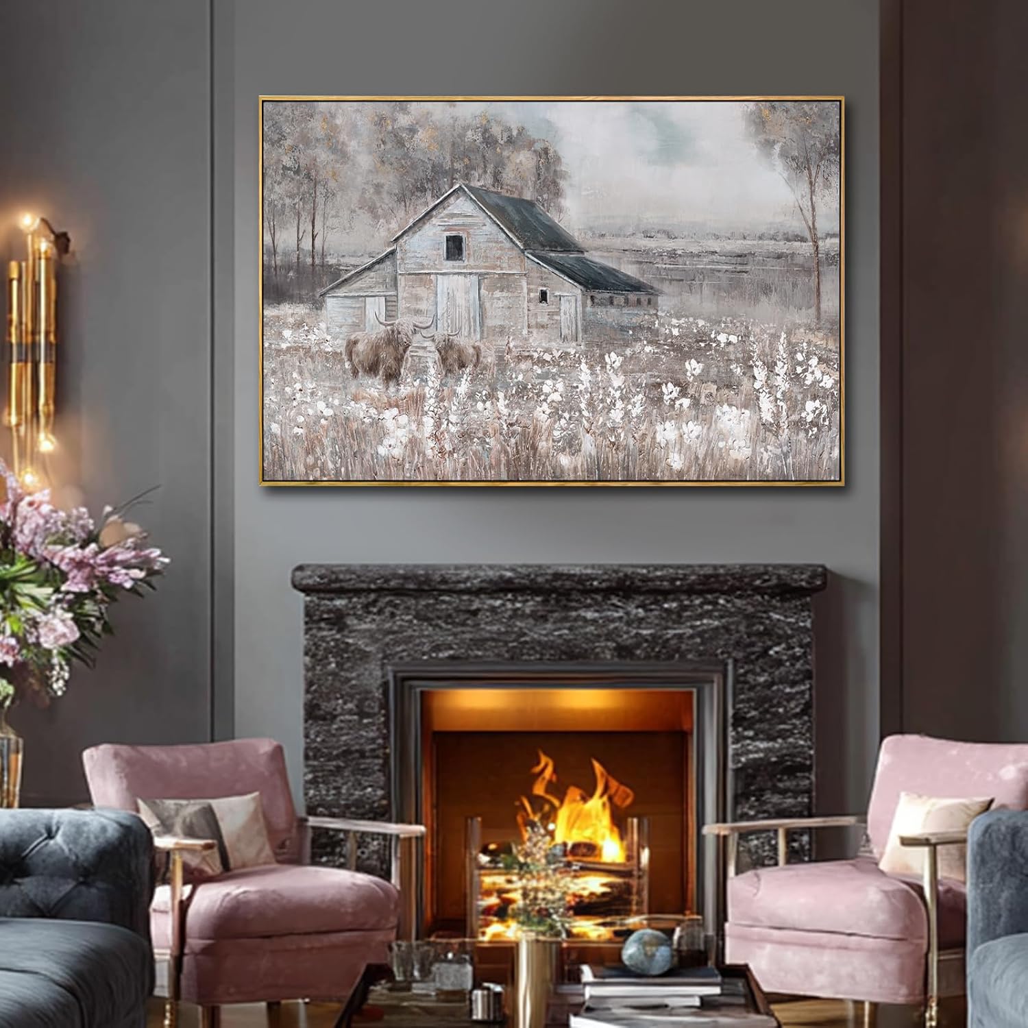 SDYA Nature Wood Wall Decor Tree Wall Art Farmhouse Artwork 32'x48' Large Pictures for Living Room Bedroom Office Decorations