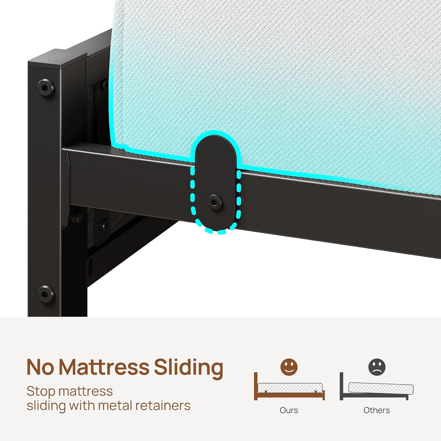 Rolanstar Bed Frame Queen Size with Charging Station and LED Lights, Upholstered Storage Headboard with Drawers, Heavy Duty Metal Slats, No Box Spring Needed, Easy Assembly, Black