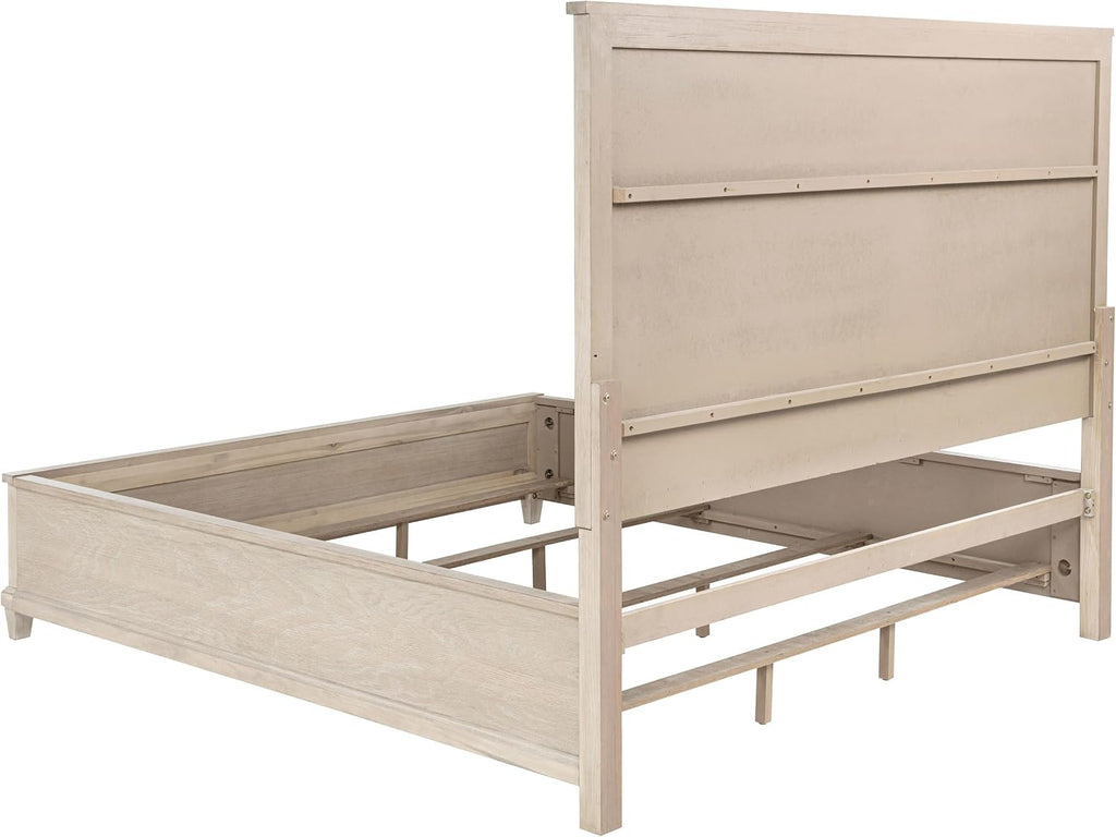 Coaster Home Furnishings - Pembroke - Wood - 4-Piece Bedroom Set with Molding Details, Nailhead Trim, Tapered Legs and Cable Access - Bedroom - California King Size - Washed Oak - 215921KW-S4