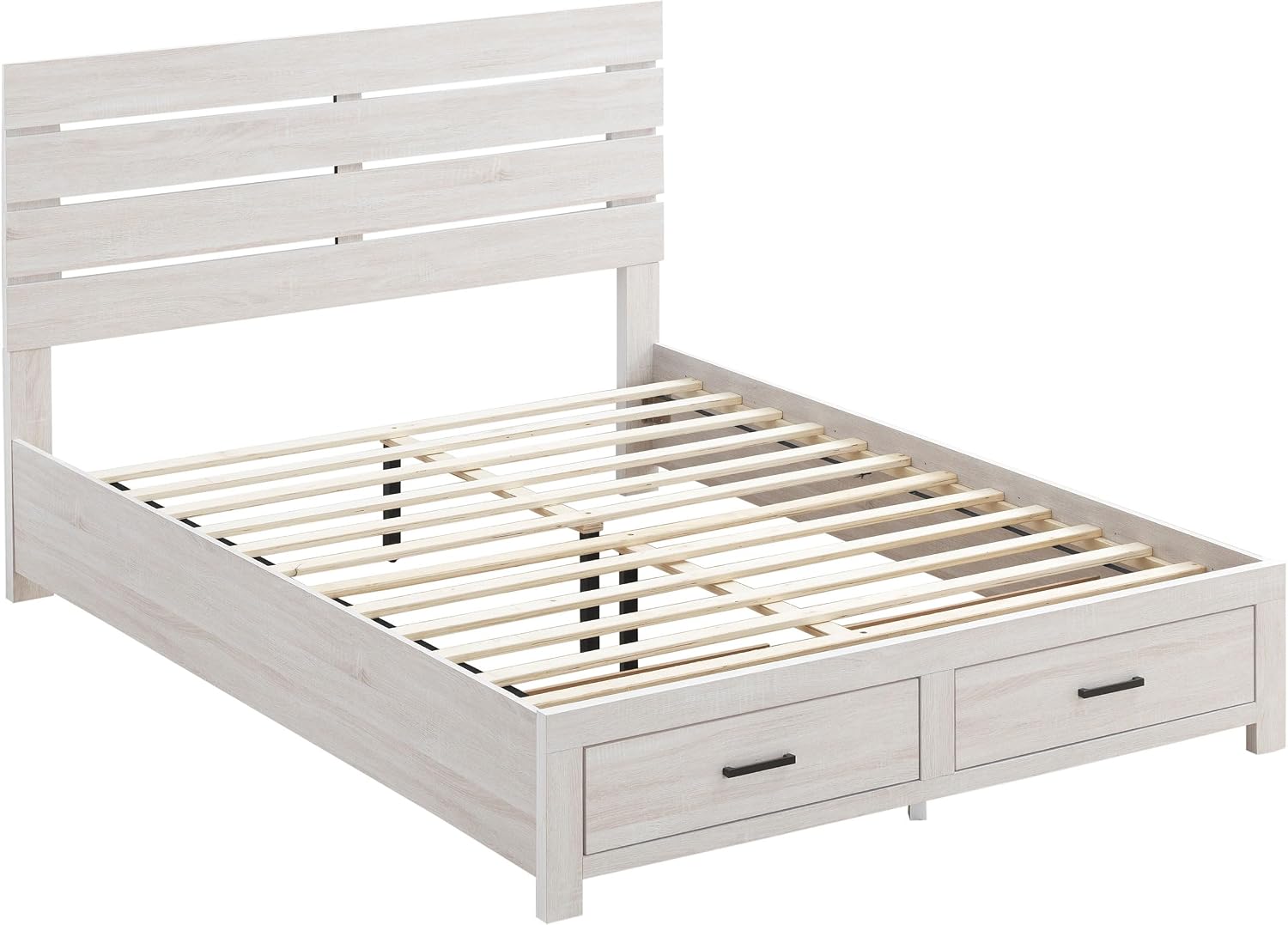 Coaster Home Furnishings Brantford Farmhouse 4-Piece Bedroom Set Eastern King Size Storage Panel Bed Frame 49-inch Headboard Coastal White 207050KE-S4
