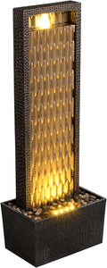 Kalona Outdoor Waterfall Fountain, Large Outdoor Water Fountain for Garden & Patio, 35.8' Tall Resin Waterfall Feature with LED Lights