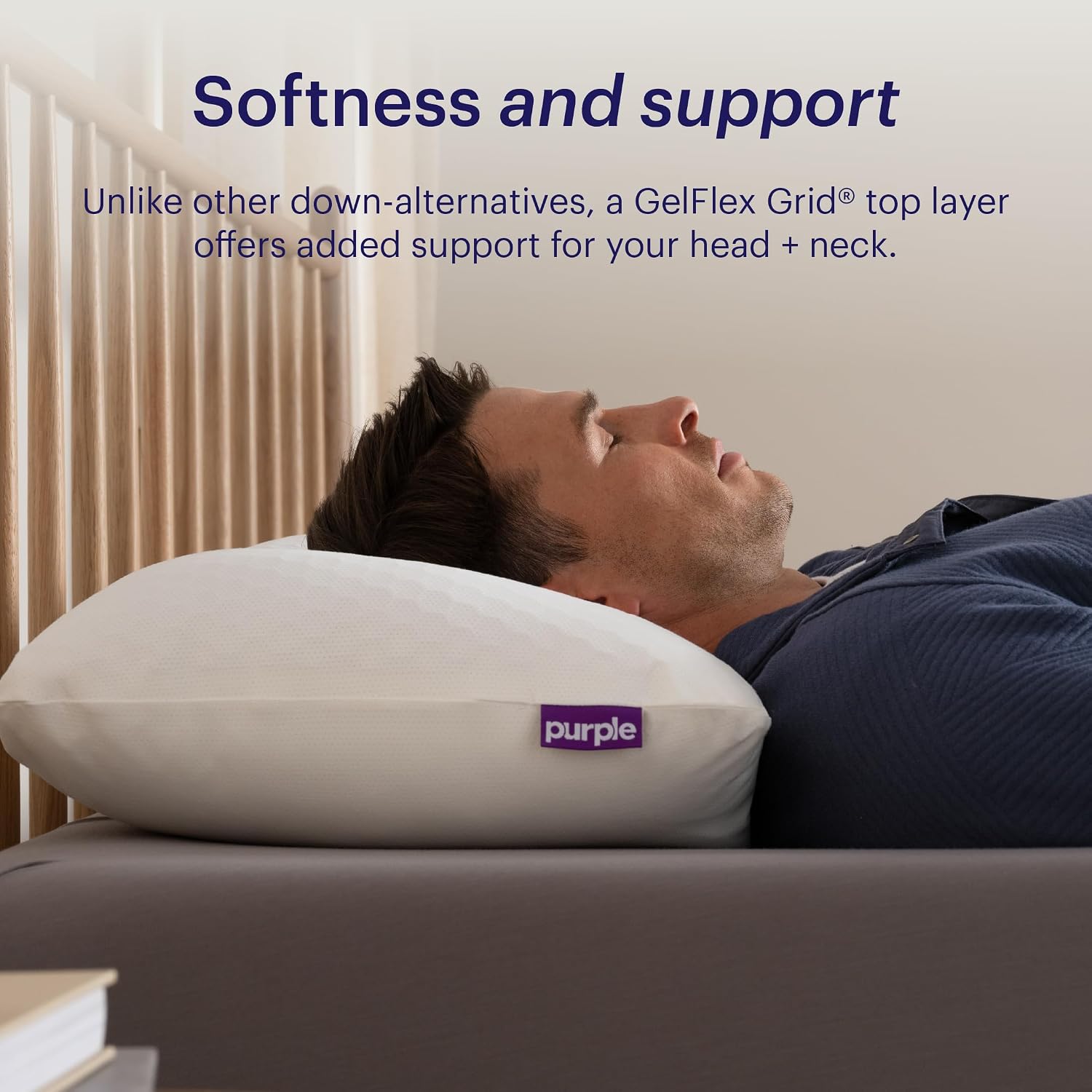 Purple GridCloud Pillow – Down-Alternative Pillow, GelFlex® Grid for Soft Support & Pressure Relief for Side Sleepers– Always-Fluffy Silicone-Coated Fill– Breathable Moisture-Wicking Cover - Standard