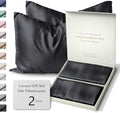 SUNDAYSILKS™ | Silk Pillow Cases 2 Pack | 22 Momme Mulberry Silk Pillowcase Set of 2 | All Sides 100% Pure Silk Slip Pillowcases Bliss for Women, Zipper | Standard Queen, King Size [Midnight Black]