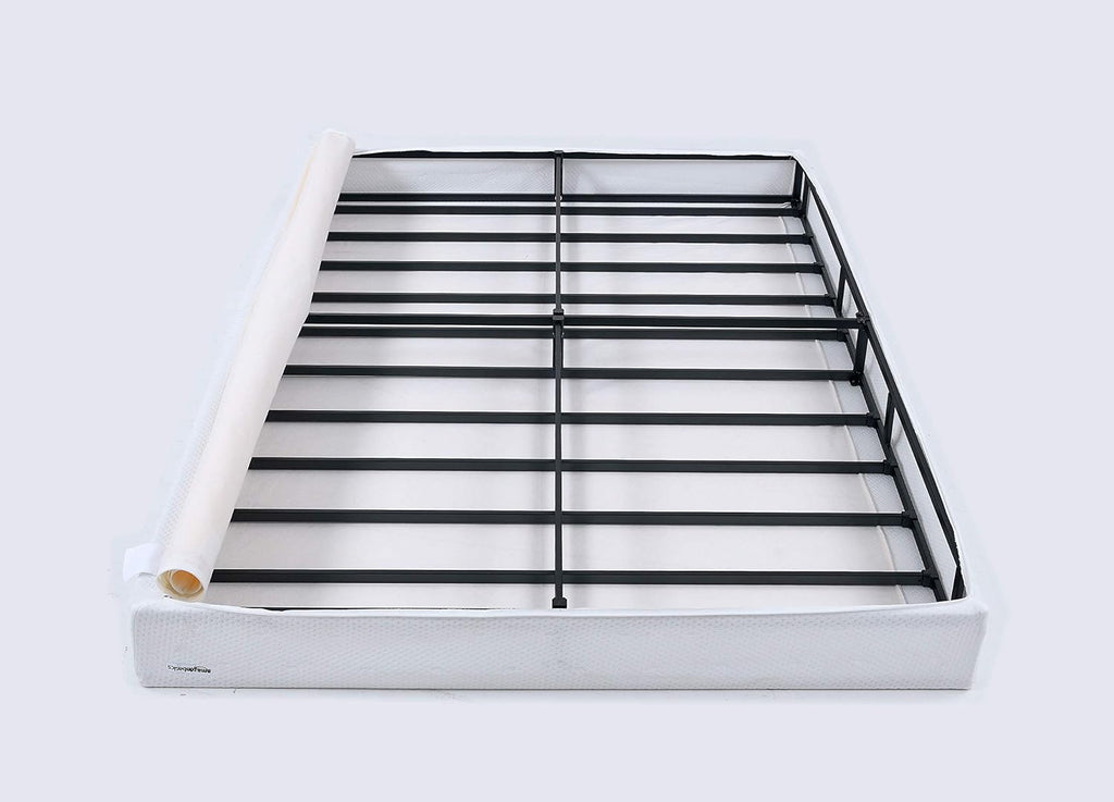 Amazon Basics Smart Box Spring Bed Base, 5-Inch Height Mattress Foundation, Tool-Free Easy Assembly, King, 79' x 75.5' x 5', White