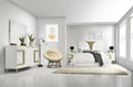 KB Designs – 5-Piece Bedroom Set with Bed LED Headboard, Dresser with Mirror, Chest and 2 Nightstands, Modern White and Gold Finish, Queen Size