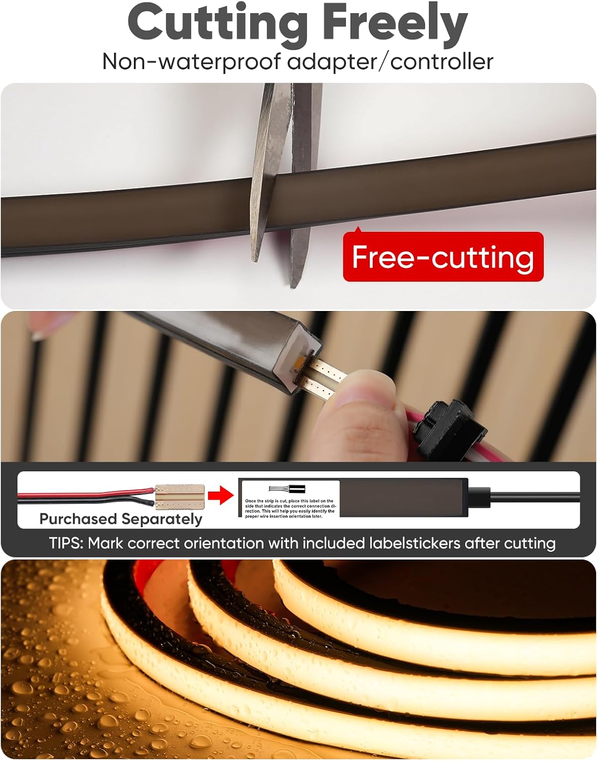 LED Recessed Light Kit, Flexible & Cuttable 3000K Warm White Retrofit Kit LED Light,Dimmable Self-Adhesive Strip Lights for Wood Slat Walls, Accent & Acoustic Panels (7.87ft),24V,UL Listed