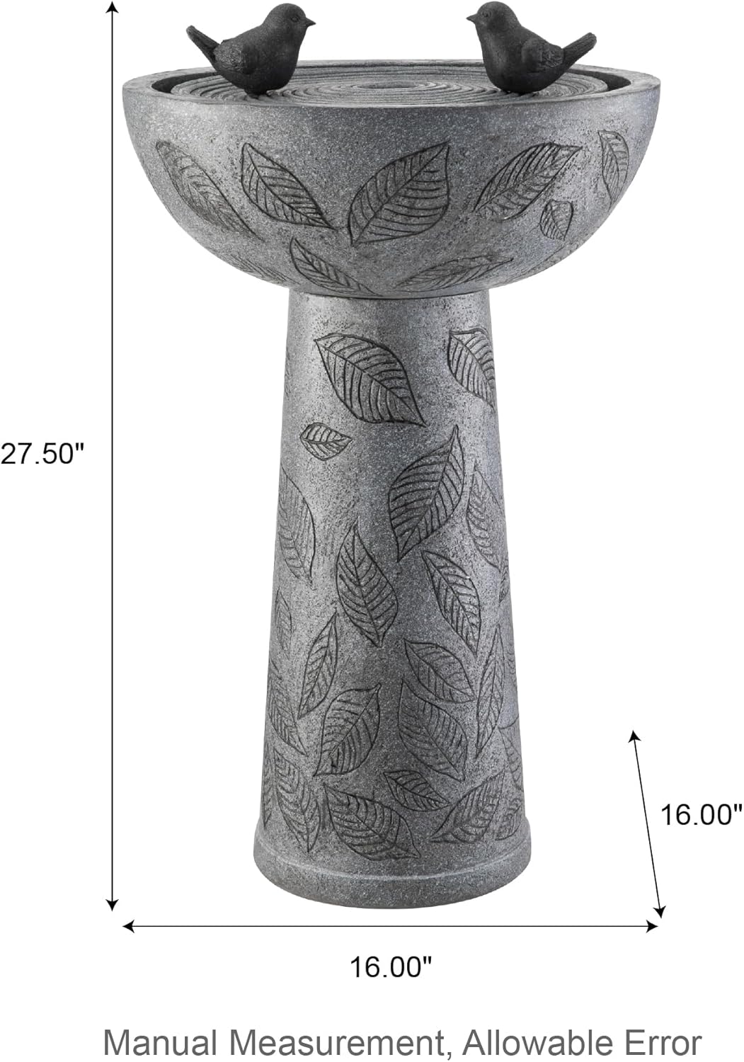 Glitzhome Outdoor Water Fountain with Lights & Pump, Bird Bath Fountain with Birds, 27.5' H Polyresin Floor Waterfall Fountains Water Feature for Garden, Yard, Patio, Home Decor