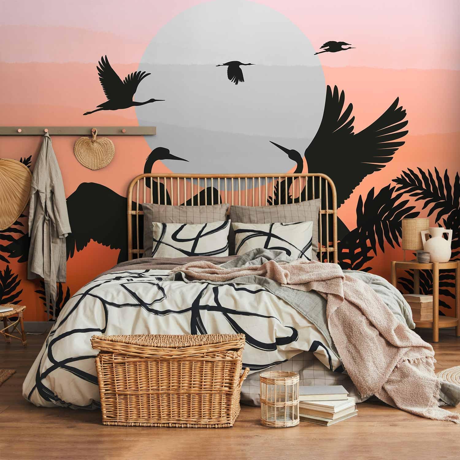artgeist Premium Wall Mural Nature 157x110 in - Non-Woven Wallpaper Fleece Wall Decor Photo Print Picture Image Design Home Mural Crane Birds Landscape g-C-10093-a-b