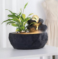 11.42' Indoor Tabletop Fountain with 3-Tier Flow, RGB LED Lights, Decorative Bubble Ball, Mist Maker & 10 Natural Crystals – Zen Resin Waterfall for Home Office Decor & Meditation (Black)