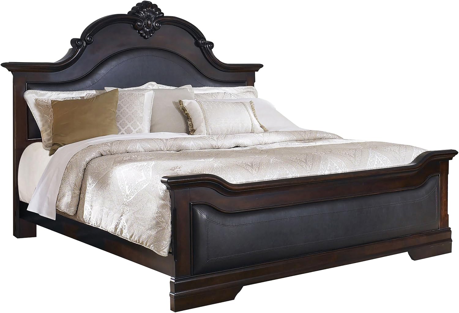 Coaster Home Furnishings Cambridge 5-piece Bedroom Set Queen Size Bed Frame Black Faux Leather Upholstered Headboard Cappuccino Brown 203191Q-S5