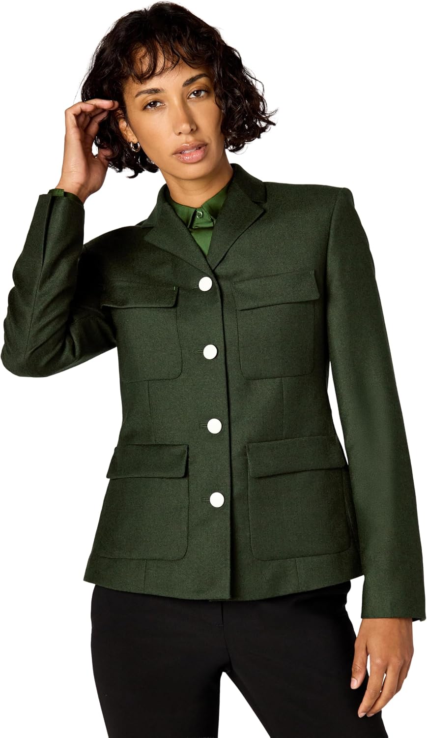 Theory Women's Flannel Long Sleeve Military Jacket