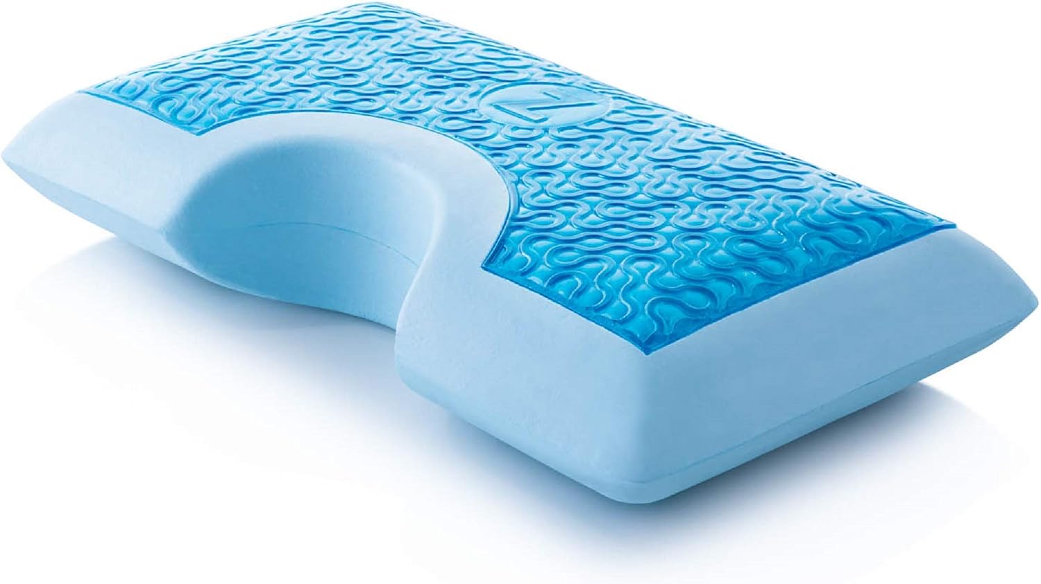 MALOUF Z Side Sleeper Shoulder Cutout Dough Memory Foam Pillow with Liquid Gel Layer-Queen, Blue