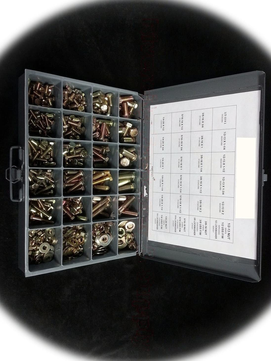 Grade 8 Coarse Thread Bolt Nut & Washer Assortment 490pc 1/4' inch 5/16' 3/8' & 1/2' Multi-Purpose Comprehensive Hardware Fastener Assortment Kit Cit00976Riv