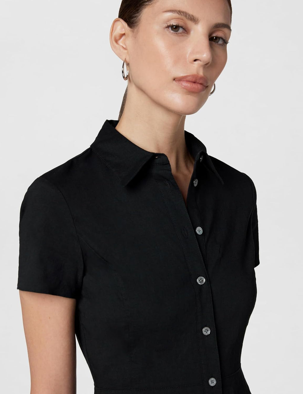 Theory Women's Short Sleeve Midi Buttondown Dress